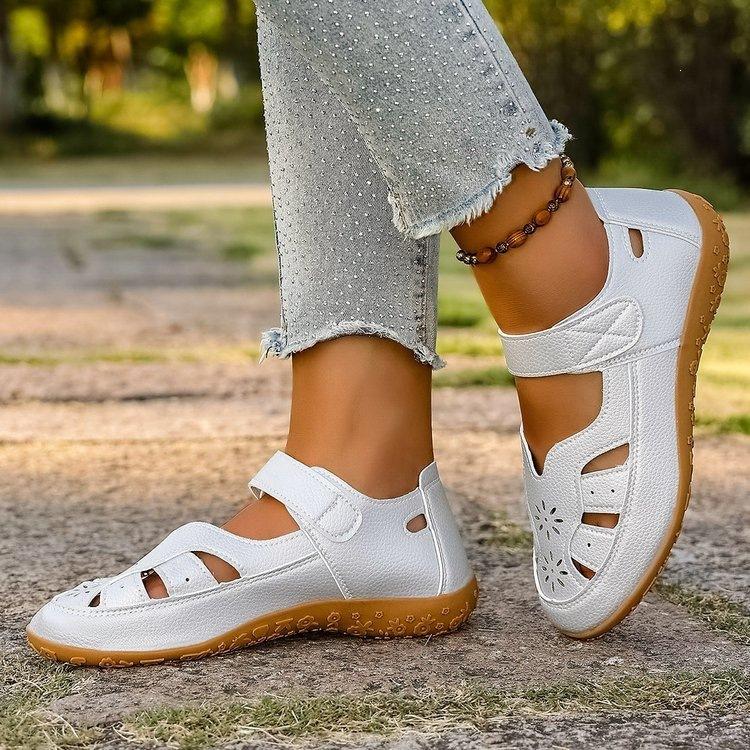 Anti-slip Shoes, Large Size, Flat Bottom, Casual Sandals, Women's, New Style with Openwork Design
