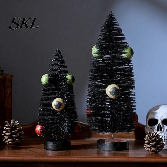 Cool Halloween Ornaments Black Tree with Eyeball Decor, Spooky Dark Centerpiece for Holiday Decorations Desk Shelf, Creative Party Scene Ornament,