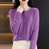 Women's Fashion Solid-Color Fall/Winter  Neck Cardigan Knit Sweater Loose-Fit Versatile Long-Sleeve Base Layer Sweater