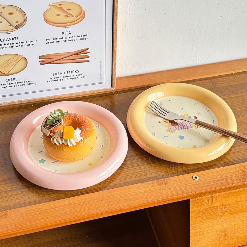 Cute Puppy Tableware Underglaze Colorful Wind Ceramic Bowl Household Dish Set Plate Rice Bowl Salad Bowl