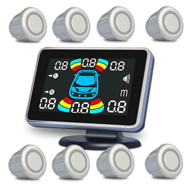 8 Parking Sensor Parktronic Car Automobile Reversing Backup Radar Electronics Rear Auto Detector Backing Assistance Kit Buzzer