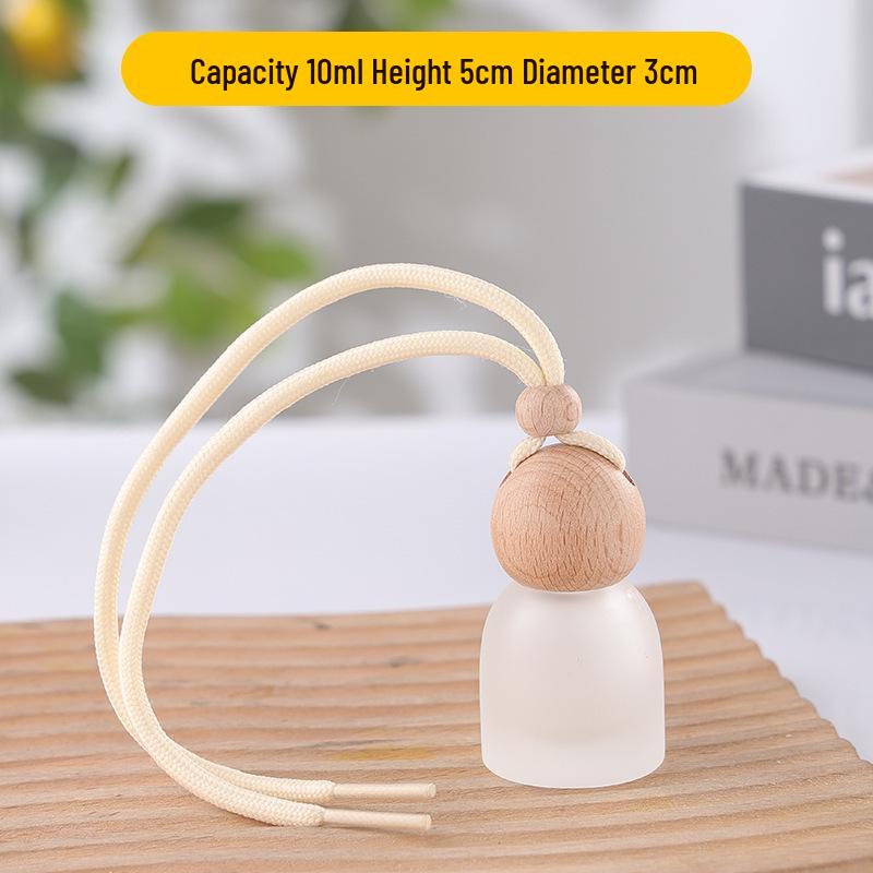 Frosted Glass Car Diffuser Bottle with Lanyard for Essential Oils - Refillable and Ideal for Home or Wardrobe Decor.
