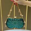 Ladies Gorgeous Evening Clutch Bag,Sparkling Rhinestone Flower Design Handbag,Fashion Shoulder Crossbody Bag with Chain Purse