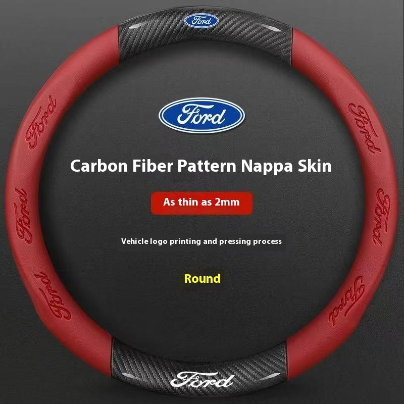 Car 3D Embossing Carbon Fiber Steering Wheel Cover Ford Mondeo F150 Fusion Mustang EXPLORER ESCAPE EDGE Fiesta Focus Kuga Ranger