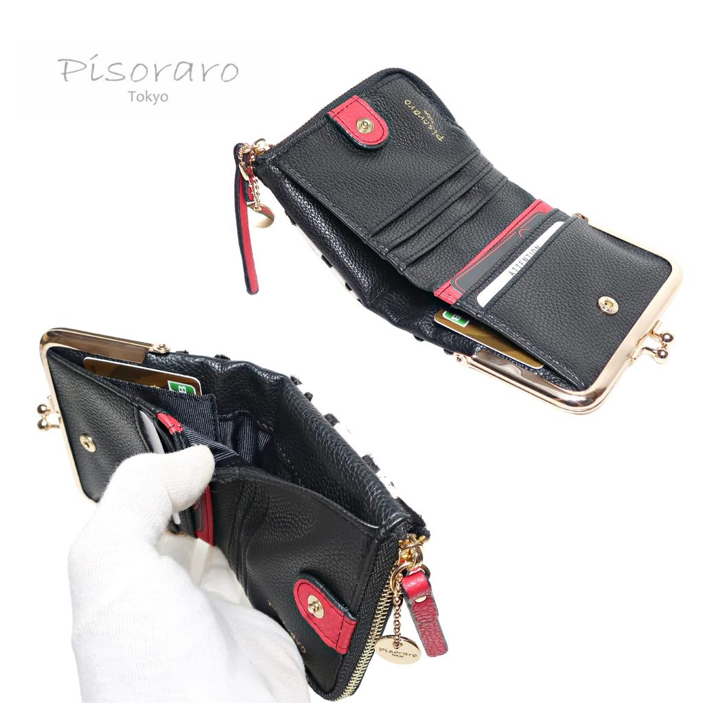 Pisoraro Women's Dalmatian Print Mini Wallet In White and Black with Clasp, PR241 DALMATIAN