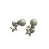 Silver Needle Diamond Star Pendant with Pearl Stud Earrings - Versatile High-End Jewelry