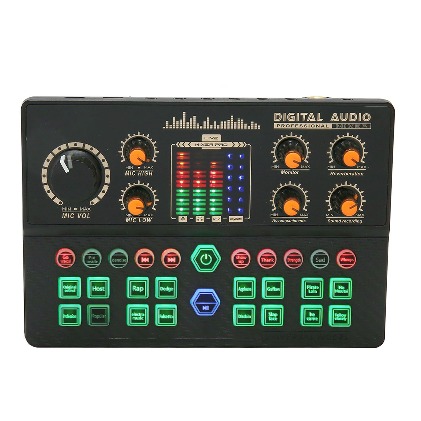 

Sound Mixer Board Intelligent Noise Reduction Wireless Live Sound Card Voice Changer for Live Streaming