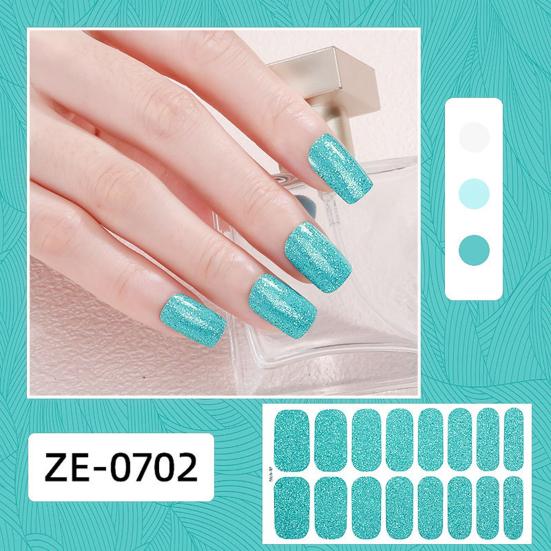 Glitter Nail Polish Strips with File Easy Apply Remove Self Adhesive Women Full Nail Sticker Home Manicure DIY Nail Art Decoration Wrap