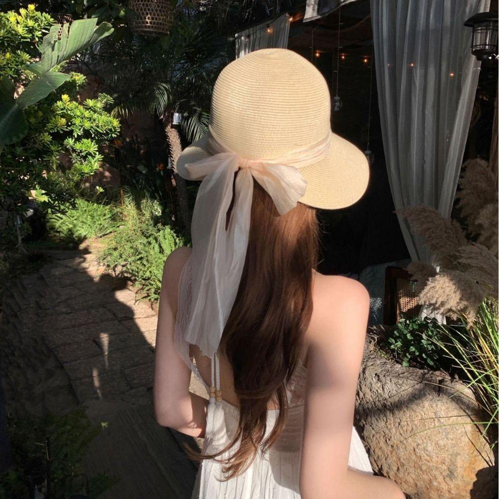 Wide Brim Woman's Straw Hat UV Protection Straw Sun Hat Handmade Sun Protection Cap Summer