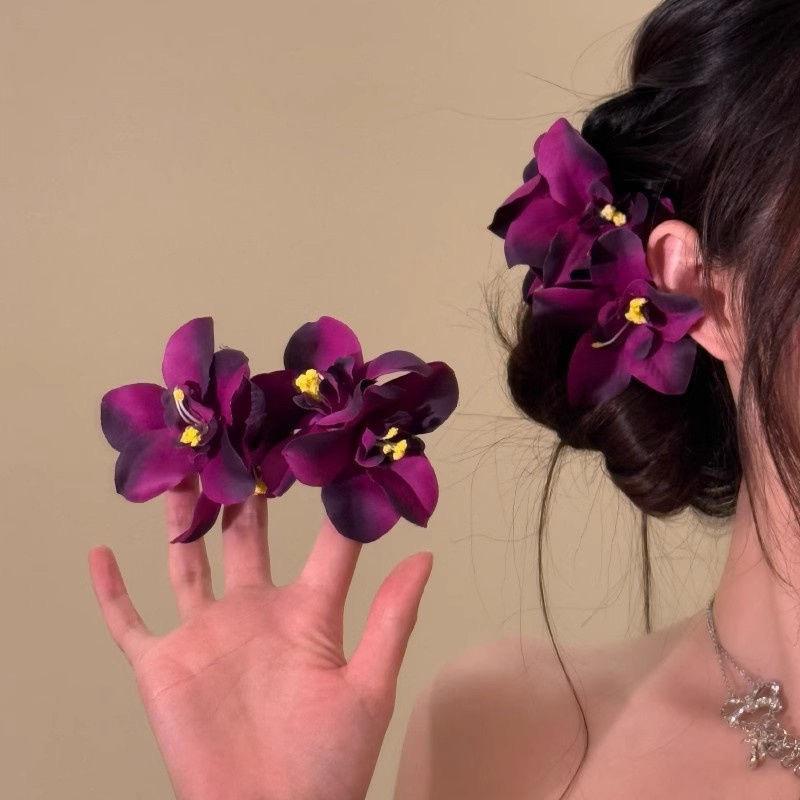 Lily Flower Hair Clip Plastic Flower Hair Claw For Women Girls Sweet Versatile Shark Clip Exquisite Hair Accessories