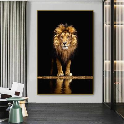 Lion In the Dark Oil Painting Canvas Wall Art Animals Posters And Prints Lions Decorative Pictures Living Room Wall Decor Mural