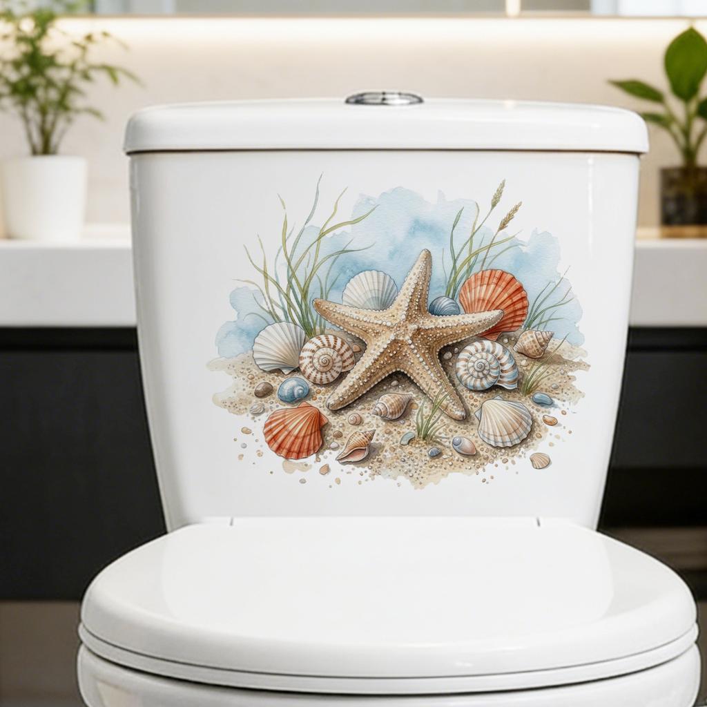 Seashell and Starfish Wall Sticker Removable Self-Adhesive Decal for Living Room Bedroom Bathroom Decor