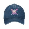 Fashion Baseball Bat Ice Cream Watercolor Baseball Cap for Unisex Women Distressed Washed Headwear Adjustable Fit Caps Hat