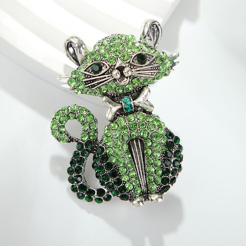 Lovely Design Cat Brooches Rhinestone Vintage Pin Feminine Style Animal Brooch  Party Accessories