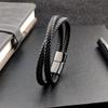 Punk Charm Customize Name Black/brown/blue/coffee Braided Leather Bracelet For Men Engraved Stainless Steel For Women Jewelry