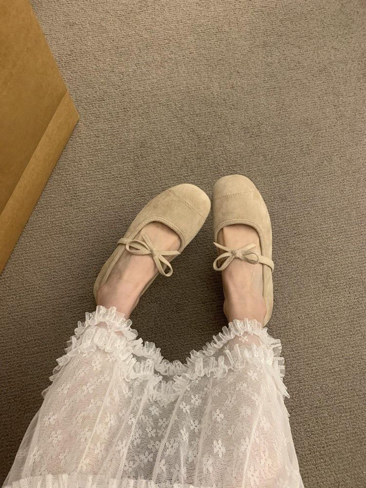 Retro Wildleder Innenhöhenerhöhung Mary Jane Einzelne Schuhe Damenschuhe 2025 Frühling und Sommer neue Ballerina Sanfte Abendschuhe