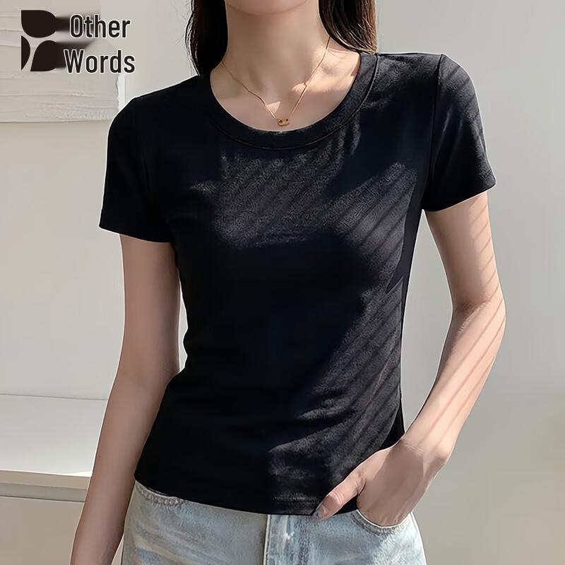 Women s Round Neck Ribbed Slim Fit Short Sleeve T-shirt 2XL