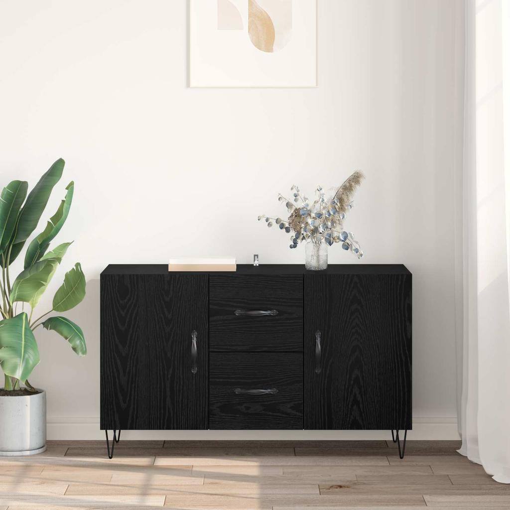 Sideboard in Black Oak Look 100 x 36 x 60 cm Engineered Wood