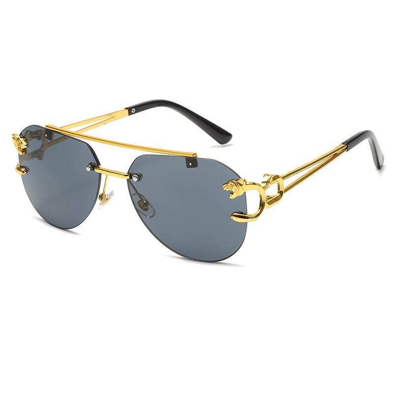 

Безрамные очки Leopard Head Double Beam для мужчин и женщин, одинаковые солнцезащитные очки с индивидуальной отделкой в виде жабы