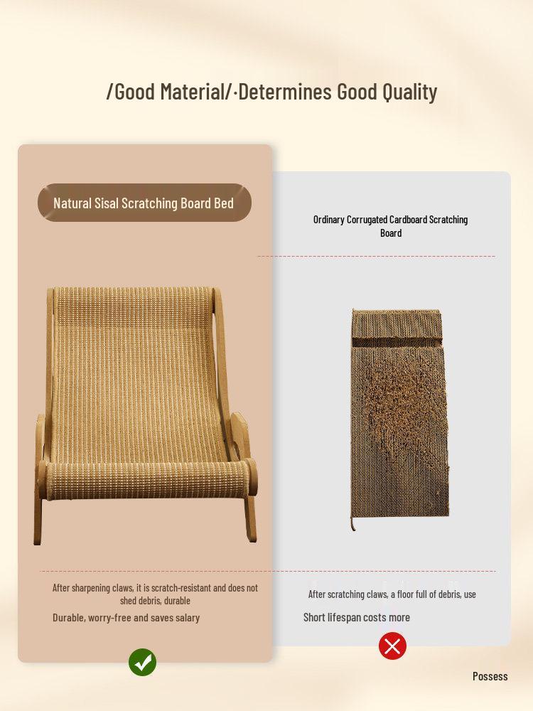 Large Cat Scratching Board & Lounge Chair - Durable Sisal, Scratch-Resistant Cat Bed & Sofa Protector Toy