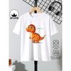European sizes Boys' Cotton T-shirt Cute Orange Dinosaur with Spikes , Ideal for Outdoor Activities, Soft Knitted Top, Comfortable And Breathable