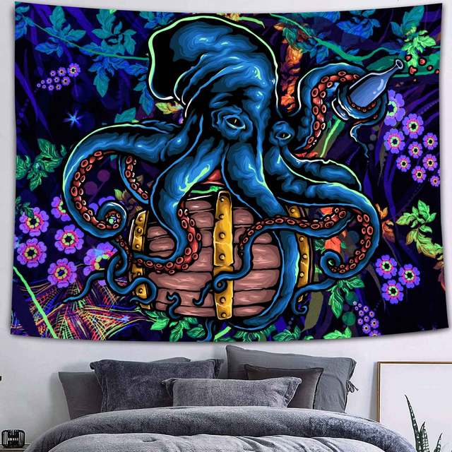 Simsant Forest Wildlife Tapestry Psychedelic Lion Forest Wall Hanging Tropical Plants Nature Landscape Dorm Bank