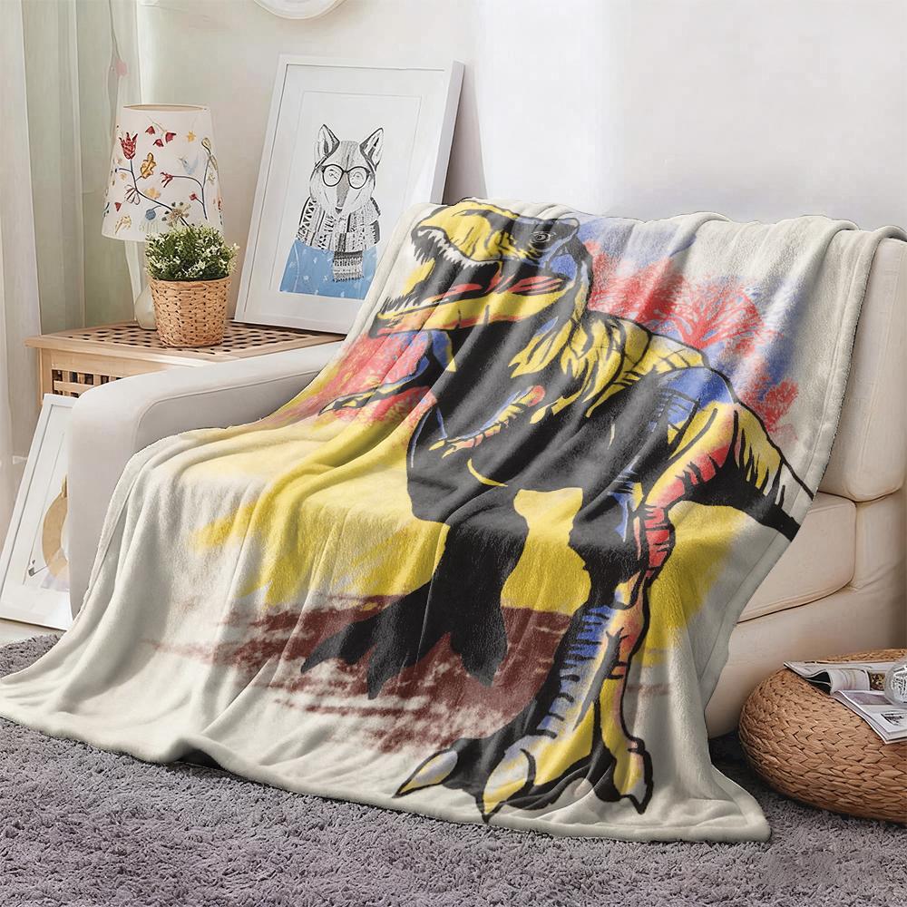 Pop Art T-Rex Dinosaurus Flanellen bedrukt deken geschikt voor alle seizoenen geschikt voor woonkamer kantoor bank en reizen