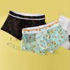 Herren-Boxerunterwäsche, niedrig sitzende, nahtlose Shorts mit Netzstoff-Aufdruck, schmale Passform, ultradünne Eisseide, 3D-Schnitthöschen
