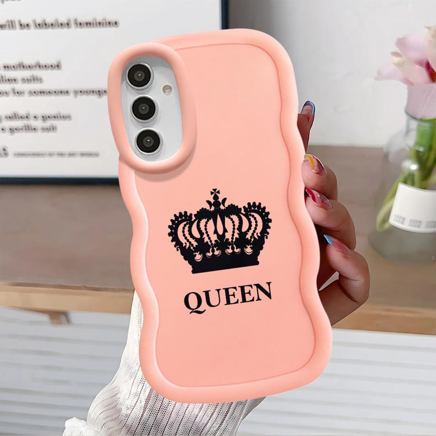 Crown Queen King Letter Case for Samsung Galaxy A11 A13 A15 A12 A16 A14 A52 A21s Soft Phone Cover A22 A33 A23 A04 A03 A06 A53