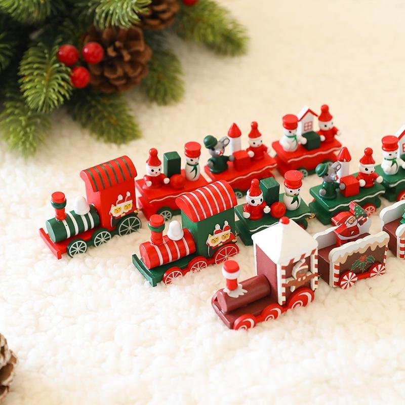 Christmas Wooden Train Sculpture Merry Christmas Decorations for Home 2026 Xmas Ornament Navidad Noel Gifts New Year Gifts