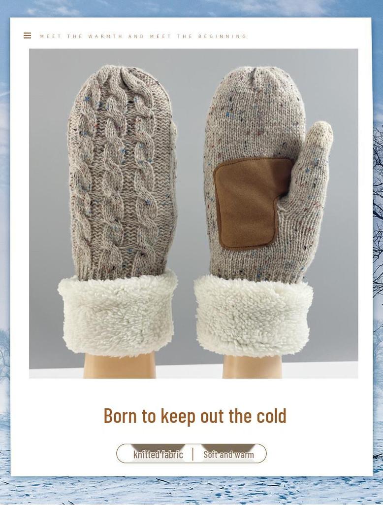 Unisex Touchscreen Knit Wool Gloves: Windproof, Warm, Velvet-Lined Mittens for Autumn/Winter Outdoors