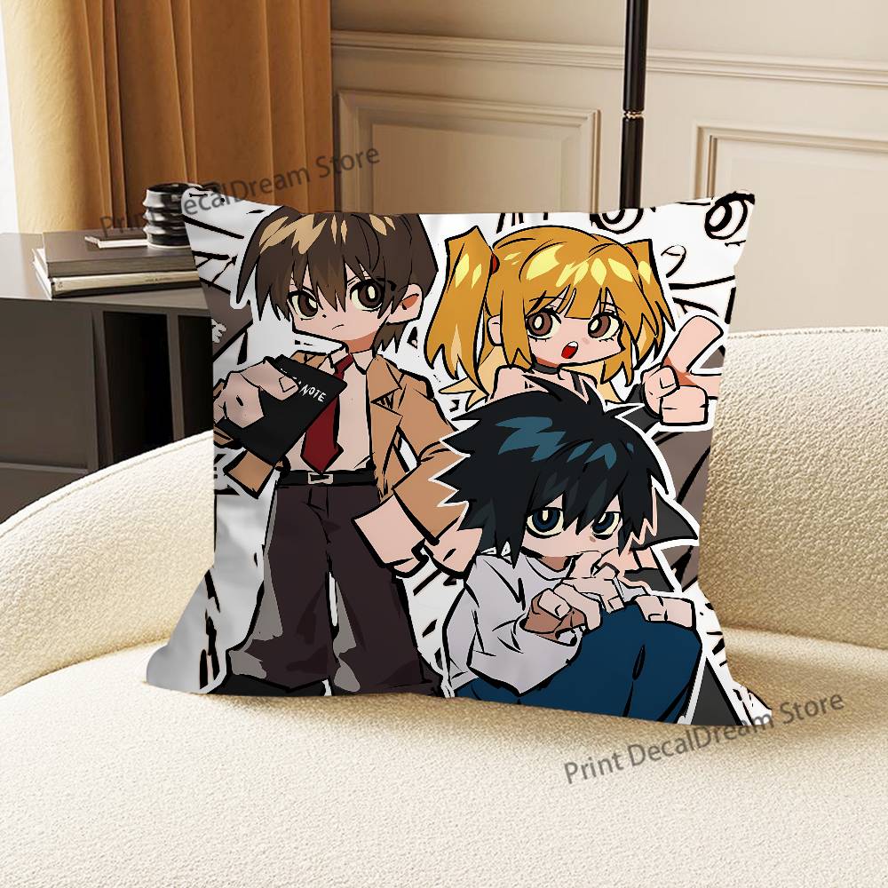 D-Death N-Note Teru Mikami L Misa Printed Pillow Cover Cushion Case Simple Sofa Pillow Case No Pillow Core