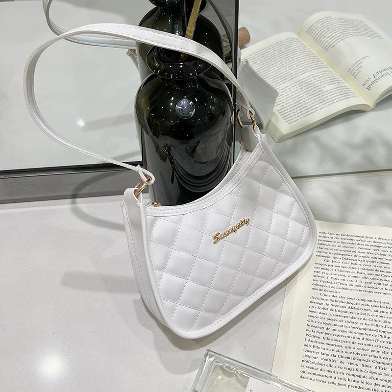 Quilted Pu Leather Hobo Bag Argyle Casual Underarm Bag Women Handbags For Daily Commute Shopping