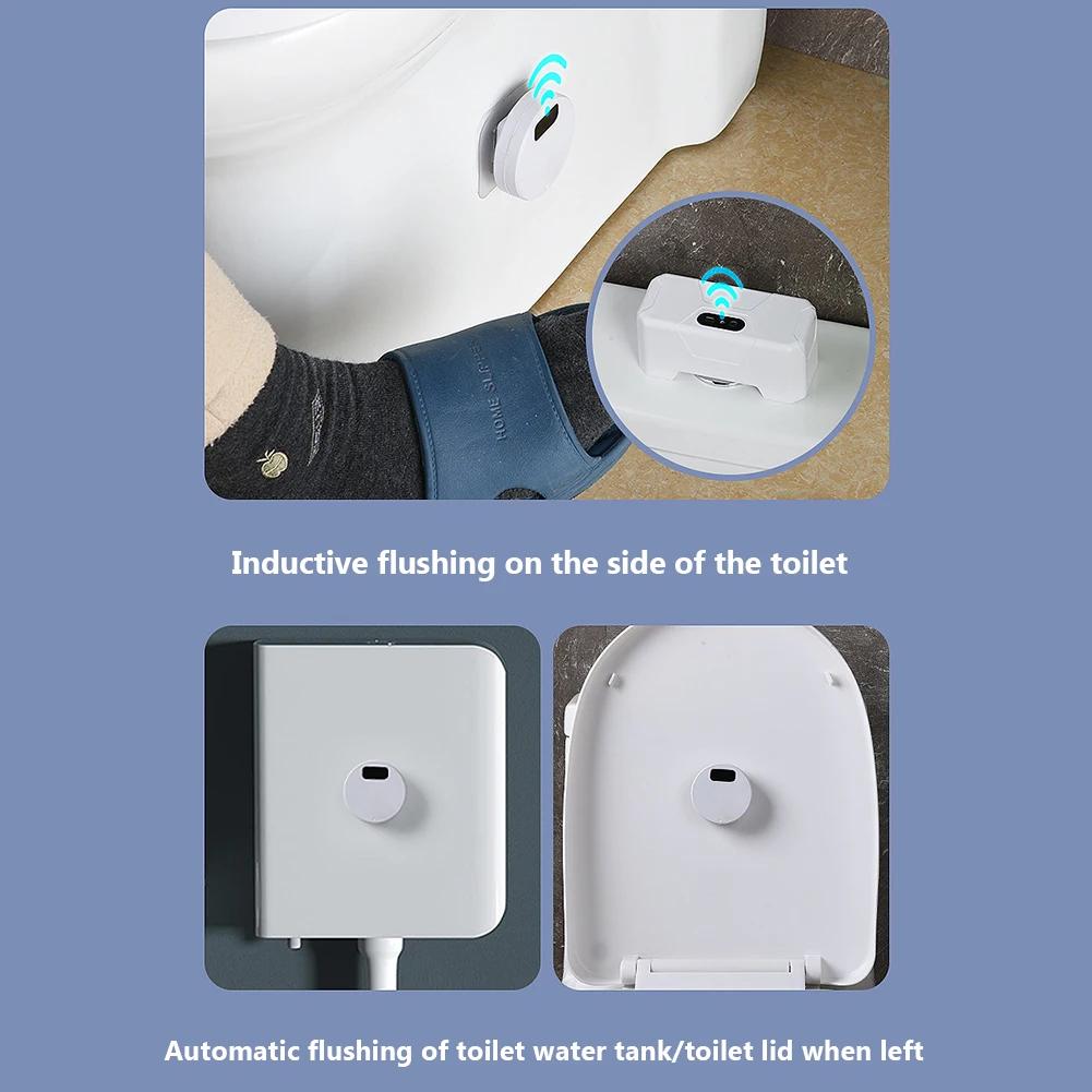 Smart Toilets Flush Sensor Button Non-Contact Intelligent Toilets Flush Button with Wireless Transmitter for Home Hotel Bathroom