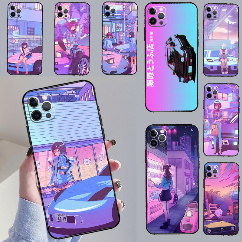 JDM Vaporwave Glitch Anime Phone Case For Samsung Galaxy S25 S26 Ultra S20 S21 S22 S23 S24 Plus S10 S25 FE Cover Coque