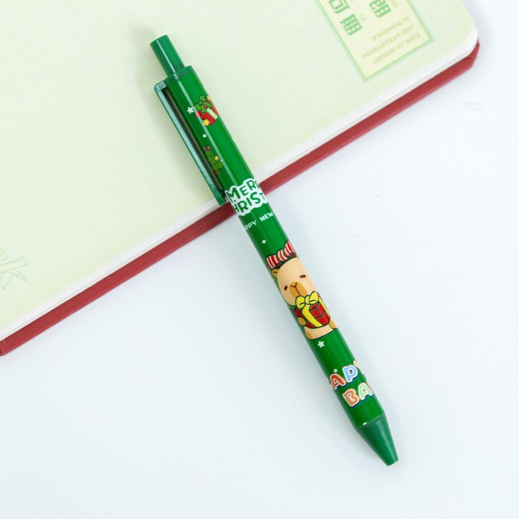 Capybara Christmas Gel Pen: Cartoon Student 0.5mm Black Ballpoint Push Pen - Fun Holiday Stationery Gift