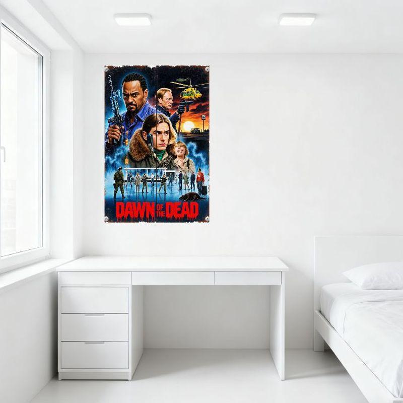 Dawn of the Dead Vintage Distressed Movie Poster Metal Tin Sign, Zombie Apocalypse Wall Decor for Home Bar Man Cave Cafe Restaur