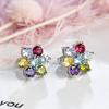 Fashionable Flower Colored Zircon  Sterling Silver Stud Earring Exquisite Earrings for Women Fashion Wedding