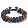 Men's Double-Layer Blue Tiger Eye & Black Agate Magnet Bracelet