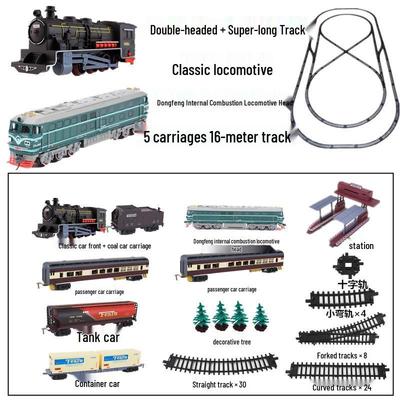 Children's Electric Green Dongfeng 4B Train Toy with Track - High-Speed Rail Fuxing Hao