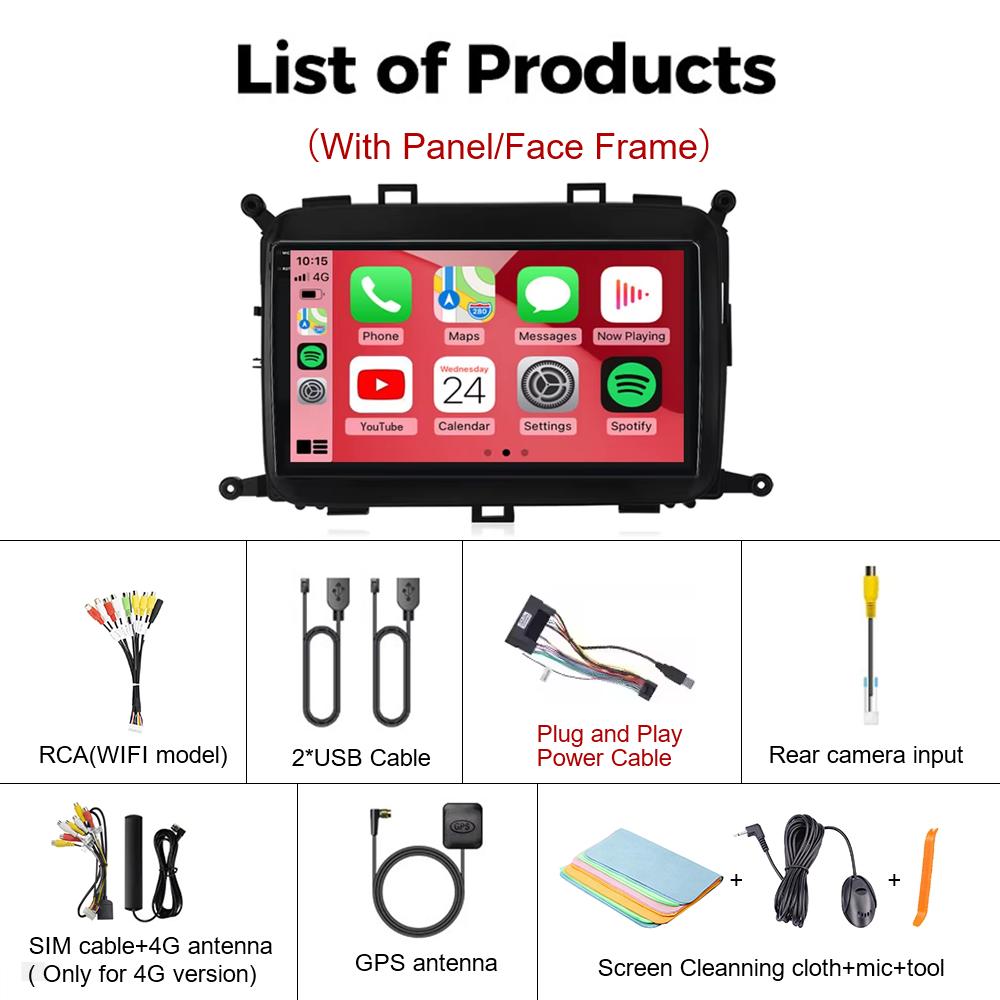 Android 14 for Kia Carens RP 3 III 2013 - 2019 Bluetooth Car Radio Stereo Carplay Wireless Screen Navigation Intelligent System