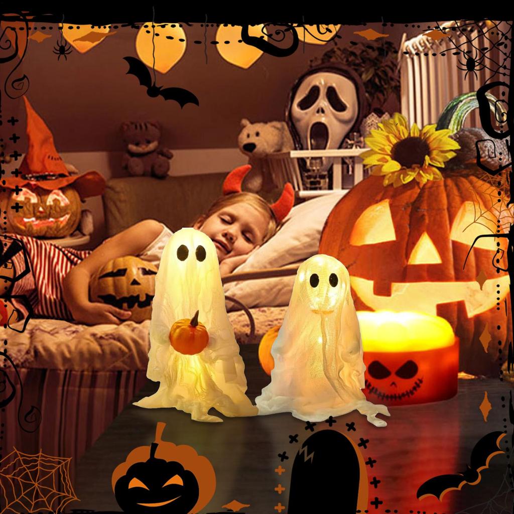 2Pcs Ghost Halloween Figurine Halloween Ghost Decorations Halloween Ghost Table Decoration for Garden Party Halloween Theme