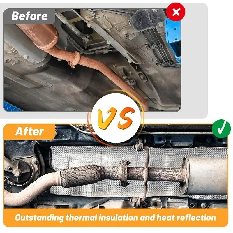 Bouclier d'Isolation Thermique d'Échappement Automobile Aluminium pour Compartiment Moteur Sous Châssis Protège Accessoires Alliage Plaque à Motif Embossé