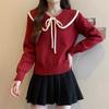 Loose top women's large size new foreign style college style age-reducing sweater doll collar versatile