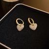 New Exquisite Fashion Zircon Heart Drop Dangle Earrings for Women Temperament Gold Color Crystal Hoop Korean Jewelry Accessories