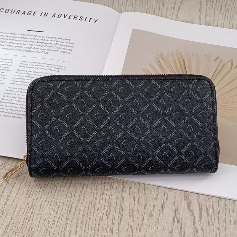 European & American Fashion Large Capacity Zipper Clutch Wallet - Multi-Card Slot, Simple, High-End Design