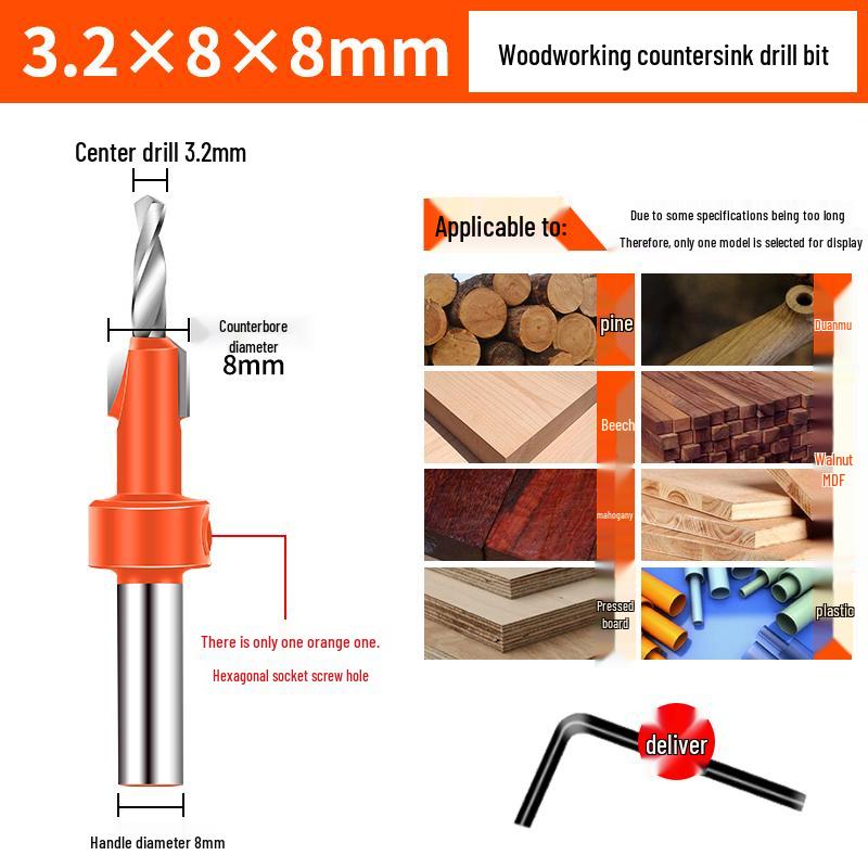 Woodworking Countersink Drill Bit Set: Precision Hole Opener and Screw Hole Beautification Tool.