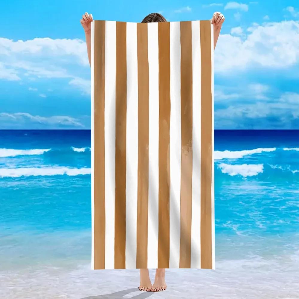 Yellow Stripe Microfiber Beach Towel Quick Fast Dry  Trend Pattern Beach Towel Oversized Blanket Lightweight Towel Bathtowel
