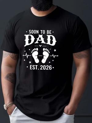 About To Become a Dad 2026 Expecting Father T-Shirt Footprint Heartbeat Print T