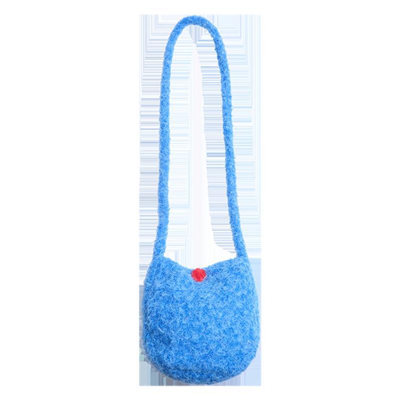 New Cute Plush Bag Autumn and Winter Fashion Versatile Women's Shoulder Bag Solid Color Simple Going Out Messenger Mobile Phone Bag